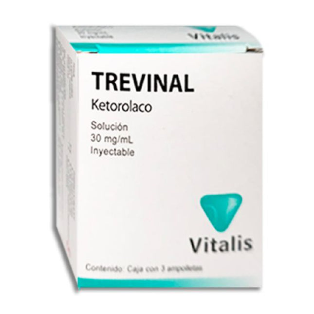 Trevinal (Ketorolaco) 30 mg Solución Inyectable Caja con 3 Ampolletas