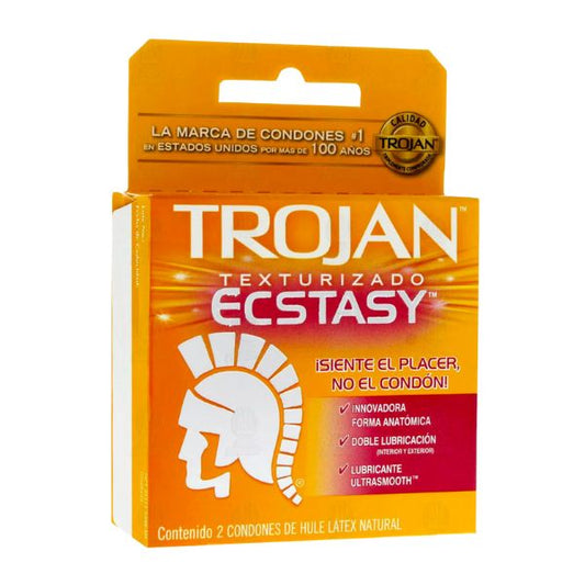 Trojan Ecstasy Texturizado Caja con 2 Preservativos Masculinos