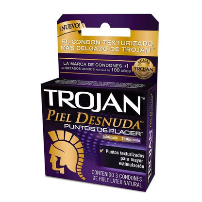 Trojan Piel Desnuda Puntos de Placer Caja con 3 Preservativos Masculinos