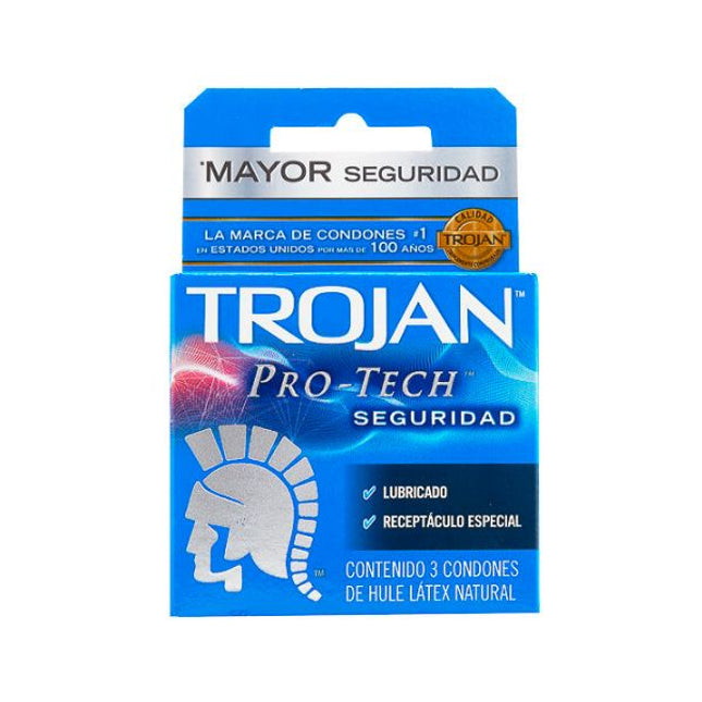 Trojan Pro-Tech Seguridad Caja con 3 Preservativos Masculinos