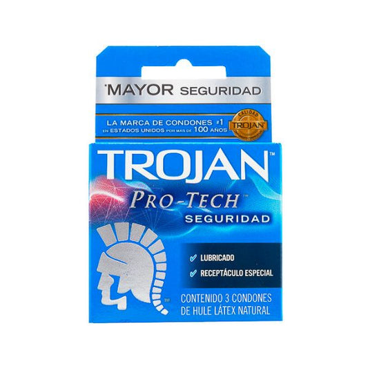 Trojan Pro-Tech Seguridad Caja con 3 Preservativos Masculinos