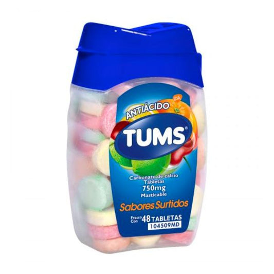 Tums anti-ácido con 48 Tabletas Masticables Sabores Surtidos