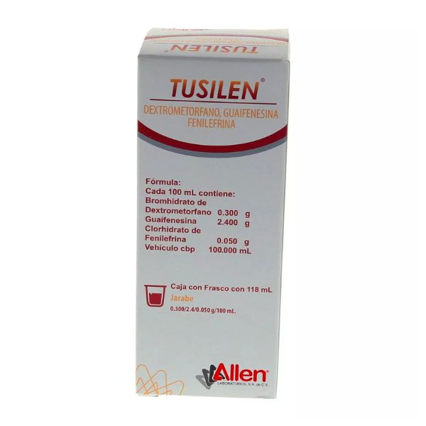 Tusilen (Dextrometorfano/Guaifenesina/Fenilefrina) 300mg/2.400 mg/.050 mg/118 ml Jarabe Adulto