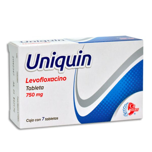 Uniquin (Levofloxacino) 750 mg Caja con 7 Tabletas