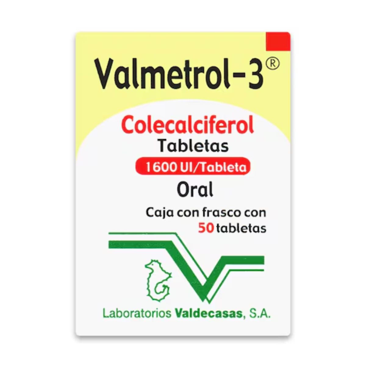 Valmetrol-3 (Colecalciferol) 1600 UI Caja con 50 Tabletas