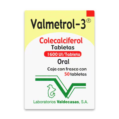 Valmetrol-3 (Colecalciferol) 1600 UI Caja con 50 Tabletas