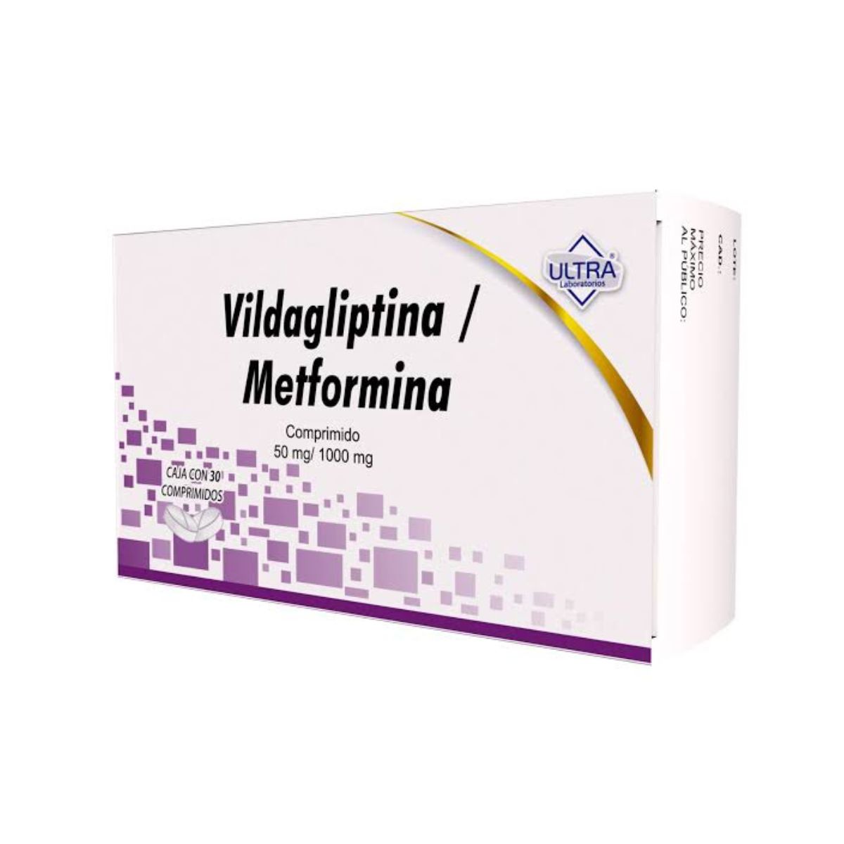 Vildagliptina/Metformina 50 mg /1000 mg  Caja con 30 Comprimidos