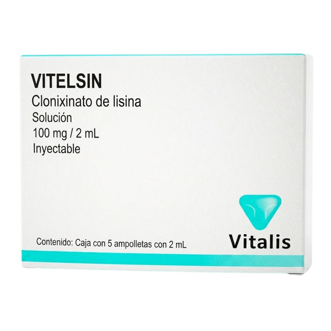 Vitelsin (Clonixinato de Lisina) 100 mg/2 ml Caja con 5 Ampolletas Inyectables