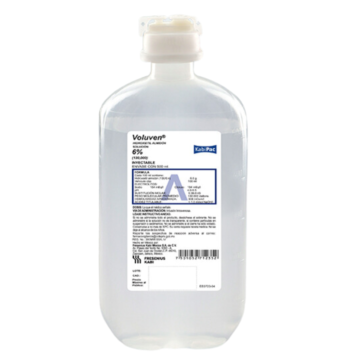 Voluven (Hidroxietil Almidón) 6% Solución Inyectable Frasco con 500 ml ...