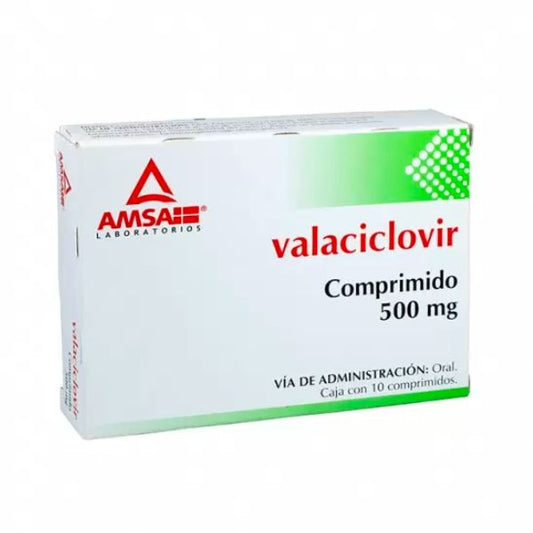 Valaciclovir 500 mg Caja con 10 Comprimidos