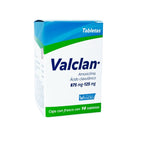 Valclan (Amoxicilina(Ácido Clavulanico) 500 mg/125 mg Frasco con 12 Ta ...