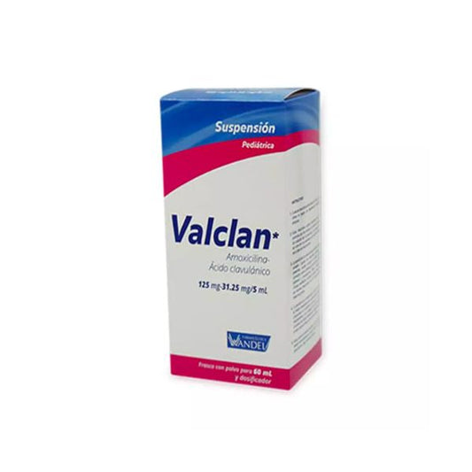 Valclan (Amoxicilina/Ácido Clavulánico)125/31.25 mg/5 ml Frasco con Polvo 60 ml