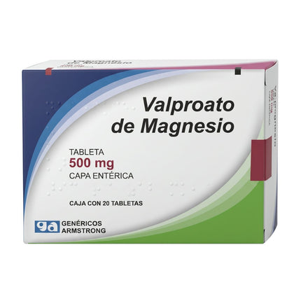 Valproato de Magnesio 500 mg Caja con 20 Tabletas