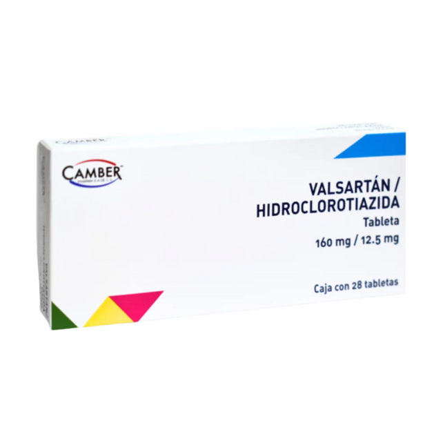 Valsartan 160 mg Hidroclorotiazida 12.5 mg Caja con 28 Tabletas Camber