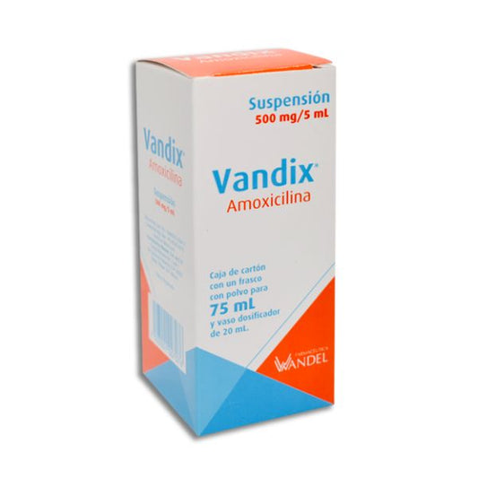 Vandix (Amoxicilina) 500 mg/5 ml Frasco con Polvo Para 75 ml