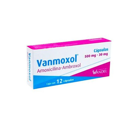 Vanmoxol (Amoxicilina / Ambroxol) 500 mg / 30 mg Caja con 12 Cápsulas