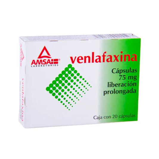 Venlafaxina 75 mg Liberación Prolongada Caja con 20 Cápsulas