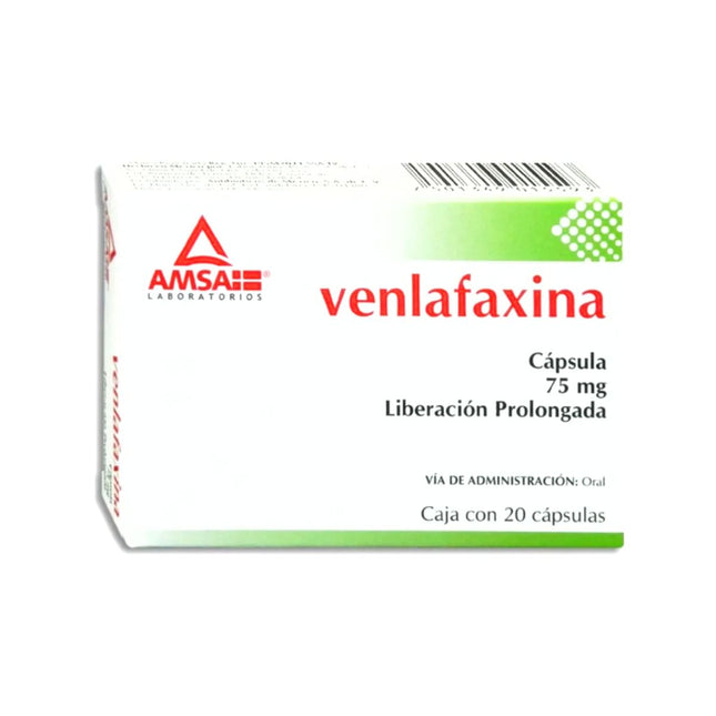 Venlafaxina 75 mg Liberación Prolongada Caja con 20 Cápsulas