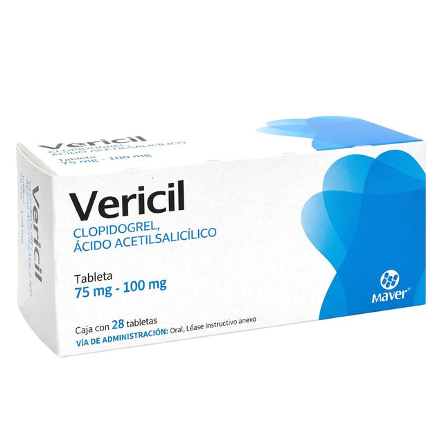 Vericil (Clopidogrel / Ácido Acetilsalicílico) 75 mg / 100 mg | Maver Laboratorios