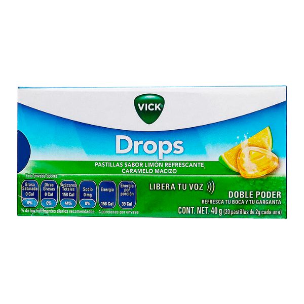 Vick Drops Pastillas Sabor Limón Caja con 20 Pastillas