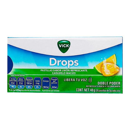 Vick Drops Pastillas Sabor Limón Caja con 20 Pastillas