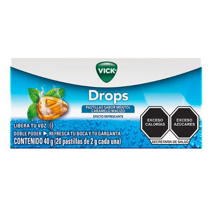 Vick Drops Pastillas Sabor Mentol Caja con 20 Pastillas