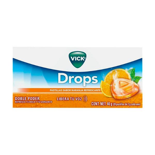 Vick Drops Pastillas Sabor Naranja Caja con 20 Pastillas