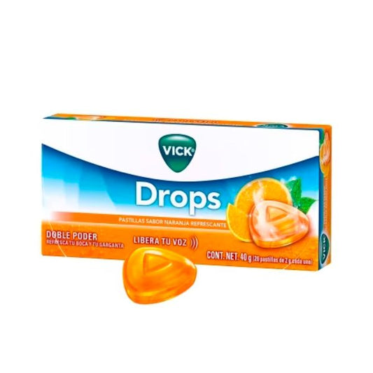 Vick Drops Pastillas Sabor Naranja Caja con 20 Pastillas