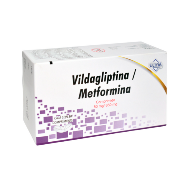 Vildagliptina/Metformina 50 mg /850 mg Caja con 30 Comprimidos