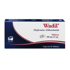 Wadil (Metformina/Glibenclamida) 500 mg/5 mg Caja con 30 Tabletas ...