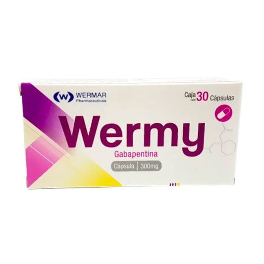 Wermy (Gabapentina) 300 mg Caja con 30 Cápsulas