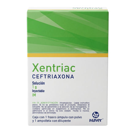 Xentriac (Ceftriaxona) 1 g Caja con 1 Ampolleta con Diluyente Intramuscular