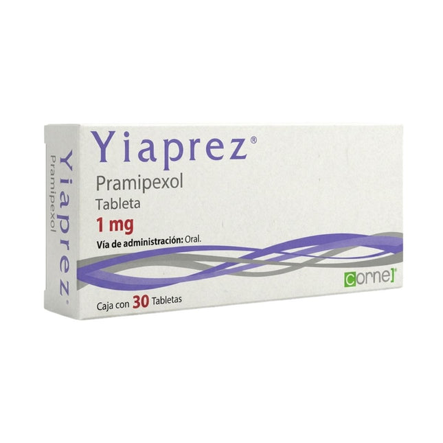 Yiaprez (Pramipexol) 1 mg Caja con 30 Tabletas