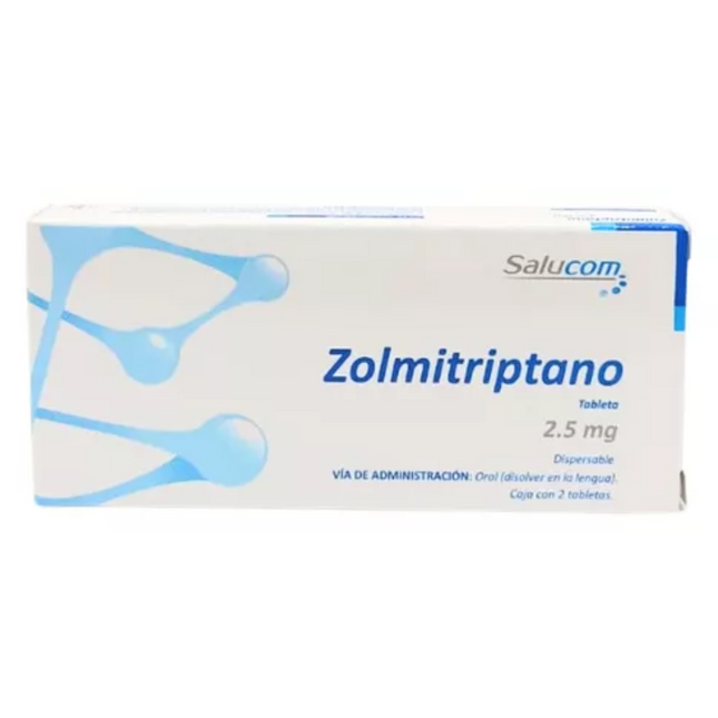 Zolmitriptano  Caja con 2 Tabletas 2.5 mg  PiSA Laboratorios