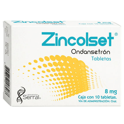 Zincolset (Ondansetrón) 8 mg Caja con 10 Tabletas