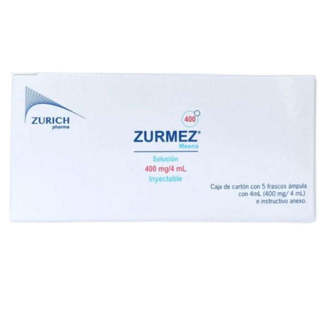 Zurmez (Mesna) 400 mg/ 4 mL Caja con 5 Frascos Ámpula con 4 mL | Zurich Pharma