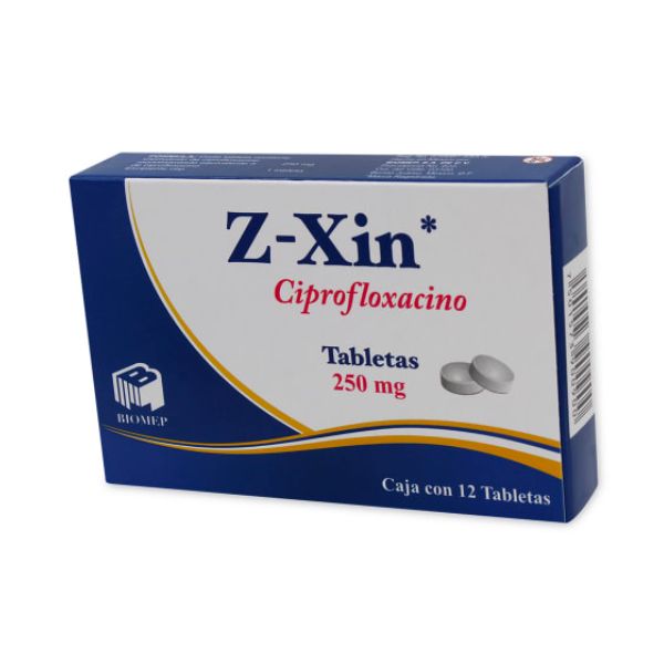 Z-Xin (Ciprofloxacino) 250 mg Caja con 12 Tabletas