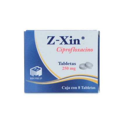 Z-Xin (Ciprofloxacino) 250 mg Caja con 8 Tabletas