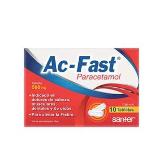 Ac-Fast (Paracetamol) 500 mg Caja con 10 Tabletas