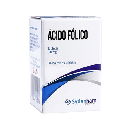 Ácido Fólico 5mg Frasco con 50 Tabletas
