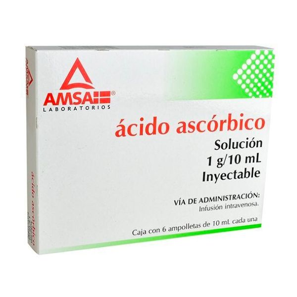 Ácido Ascórbico 1g/10 ml Caja con 6 Ampolletas AMSA