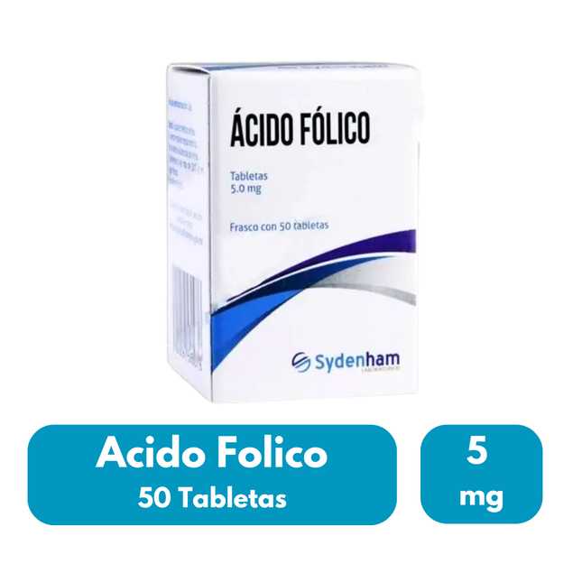Acido Folico 5mg Frasco con 50 Tabletas Sydenham Laboratorios