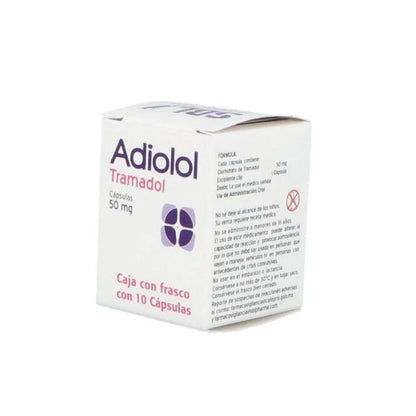 Adiolol (Tramadol) 50 mg Frasco con 10 Cápsulas