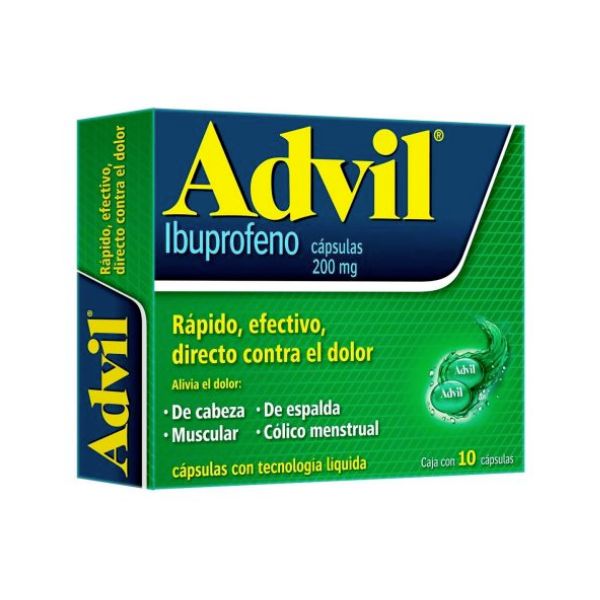 Advil (Ibuprofeno) 200 mg Caja con 10 Cápsulas