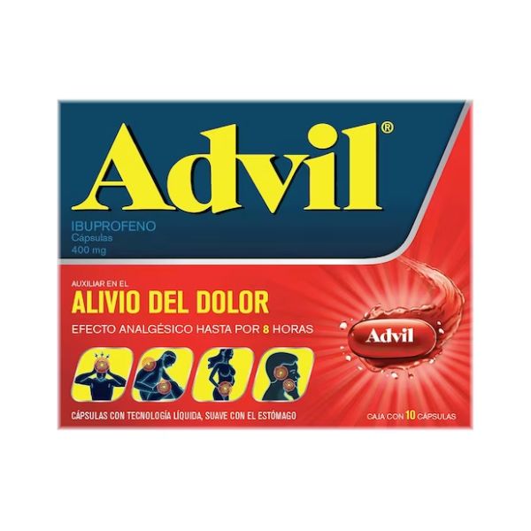 Advil (Ibuprofeno) 400 mg Caja con 10 Cápsulas