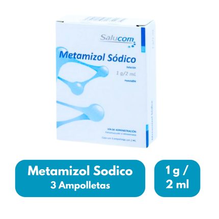 Metamizol Sódico 1g/2ml Caja con 3 Ampolletas Salucom PiSA