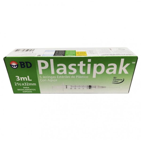 Bd Plastipak Caja con 5 Jeringas 3 ml 21Gx32mm