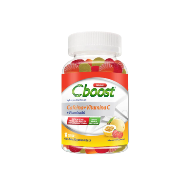 Cboost Cafeína + Vitamina C Frasco con 90 Gomitas Sabor Maracuyá y Guaraná