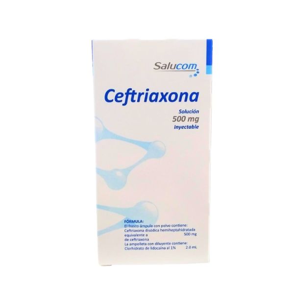 Ceftriaxona 500 mg Caja con 1 Ampolleta con Diluyente 3.5 ml Intramuscular Salucom