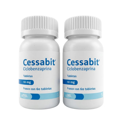 Cessabit (Ciclobenzaprina) 10 mg Pack de 2 Frascos con 60 Tabletas